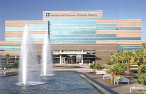 Physicians Regional Medical Center building and fountain near Vineyards Naples real estate